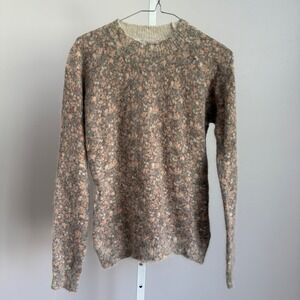 Bartolini Made in Italy Mohair Luxury Sweater Small Knit Peach Gray Fuzzy size S